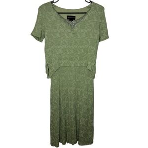 Connected Apparel Scrunch / Ruffle embroidered Maxi Dress - Pastel Green - Sz 10